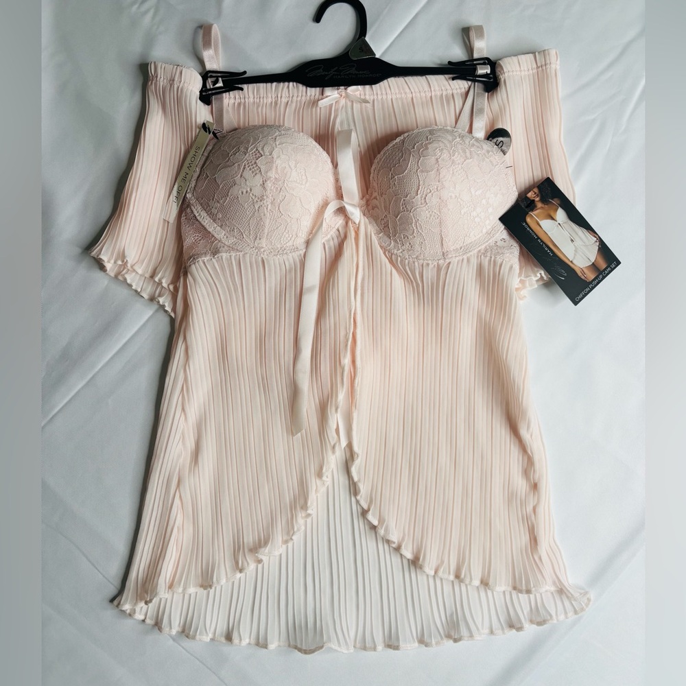 NWT | Chiffon Push Up Chemise Set in Light Blush